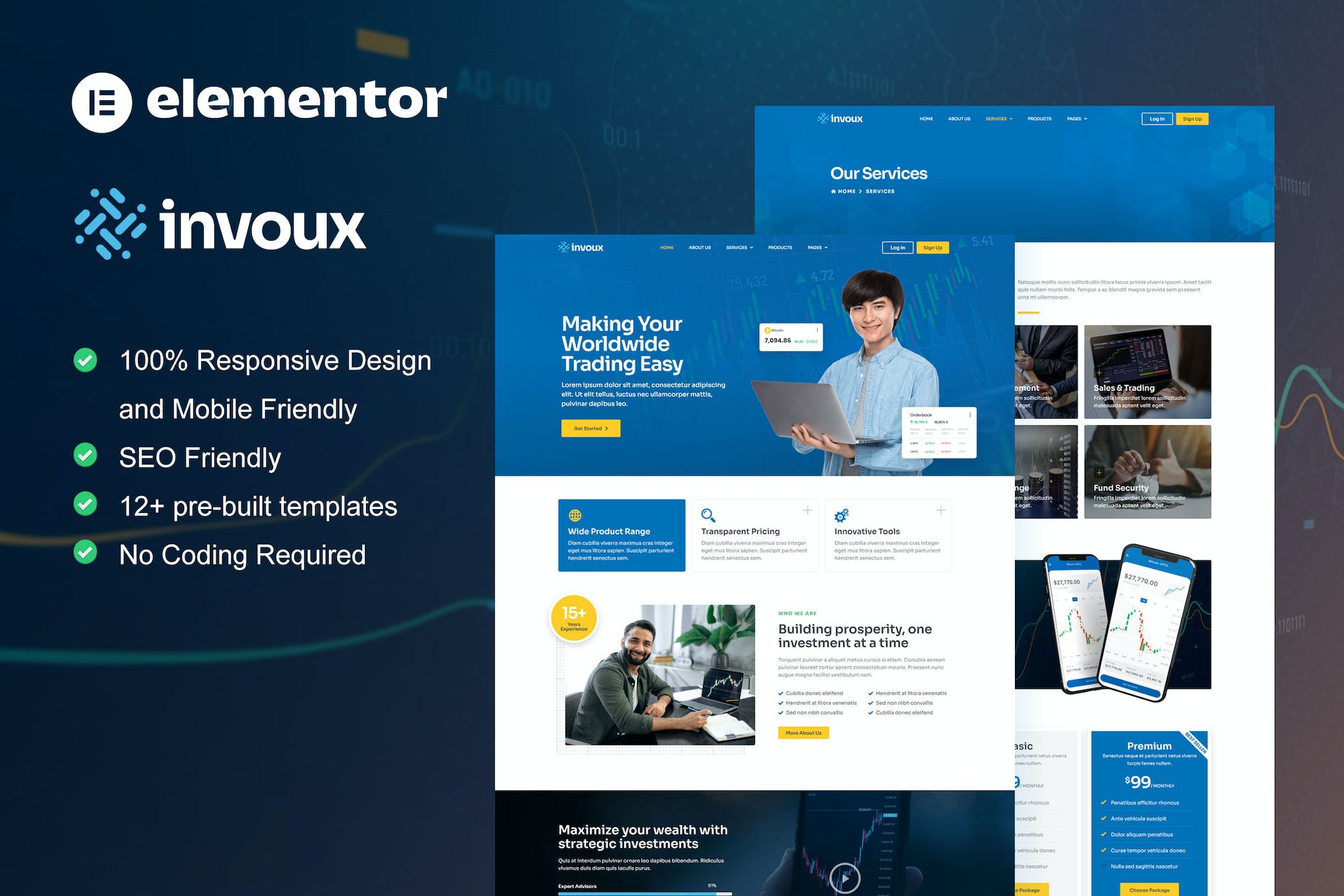 Invoux- Trading and Investment Elementor Pro Template Kit