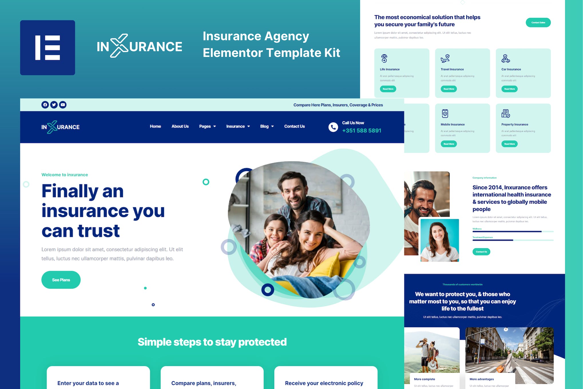 Inxurance- Insurance Agency Elementor Template Kit