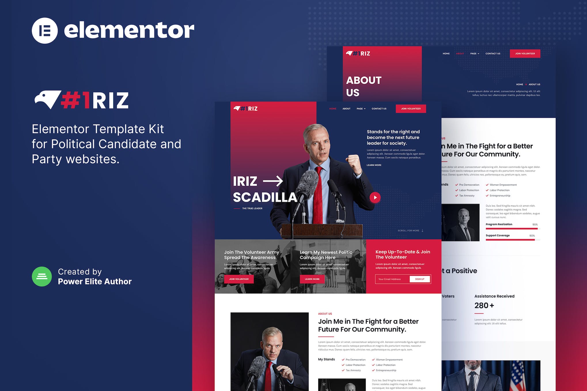 Iriz- Political Candidate and Party Elementor Template Kit
