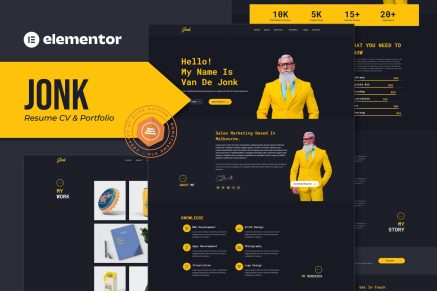 Jonk- Resume CV and Portfolio Elementor Template Kit