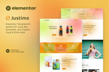 Justime- Juice Bar, Smoothie and Organic Food Elementor Template Kit