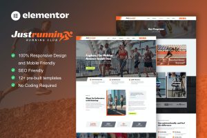 JustRunnin – Running Club Marathon & Sport Event Elementor Template Kit
