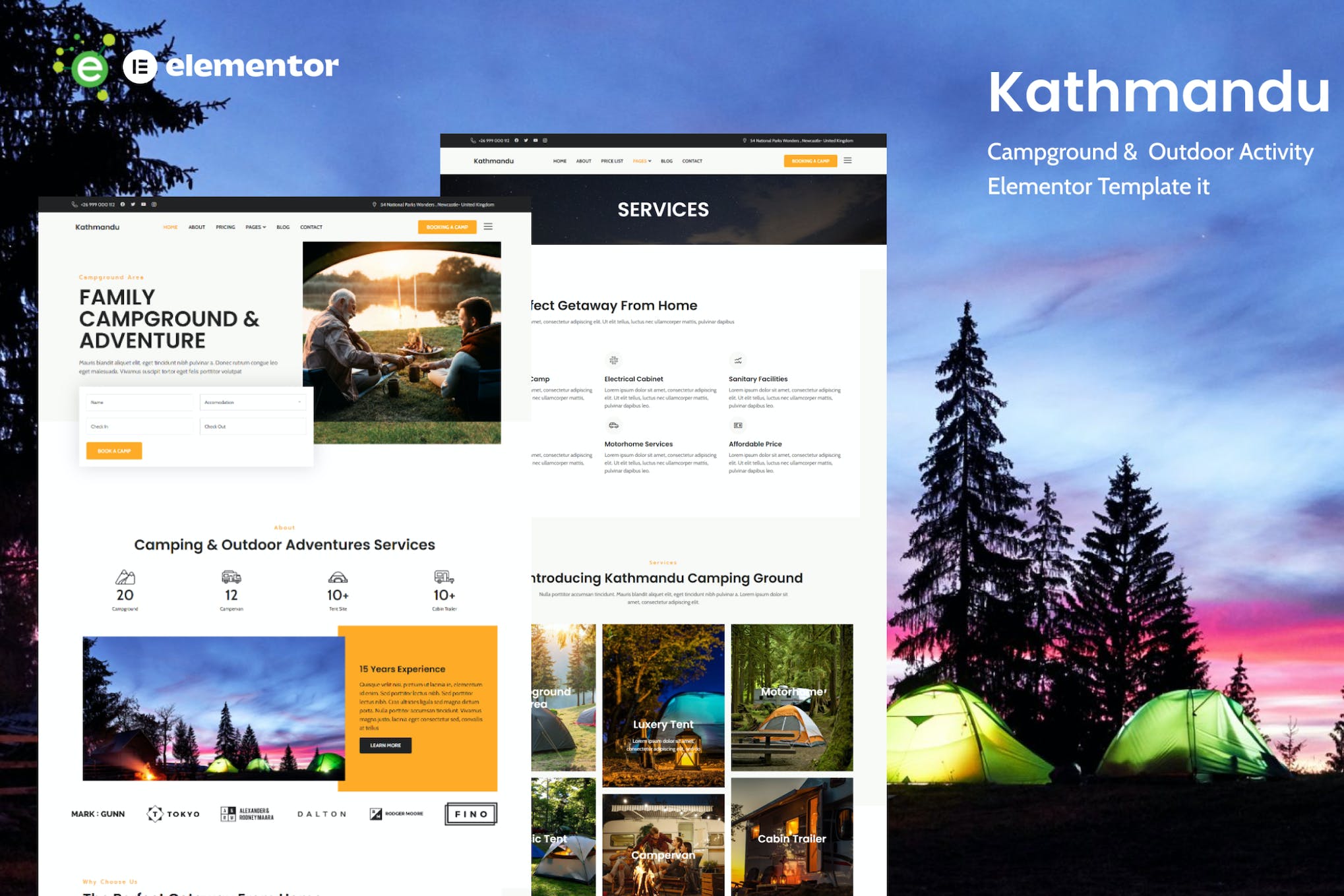 Kathmandu- Campground and Outdoor Activity Elementor Template Kit