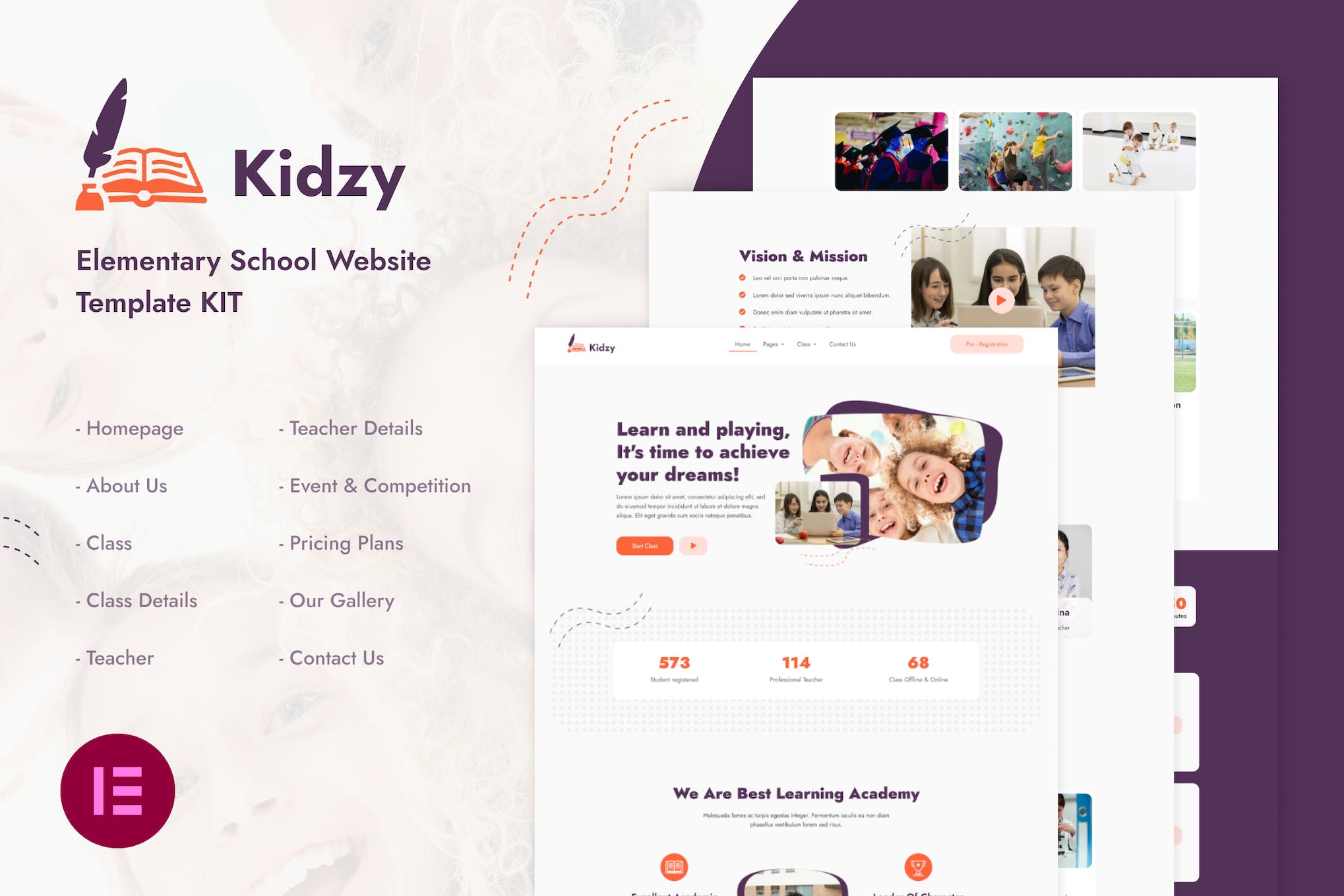 Kidzy- Elementary School Elementor Template Kit