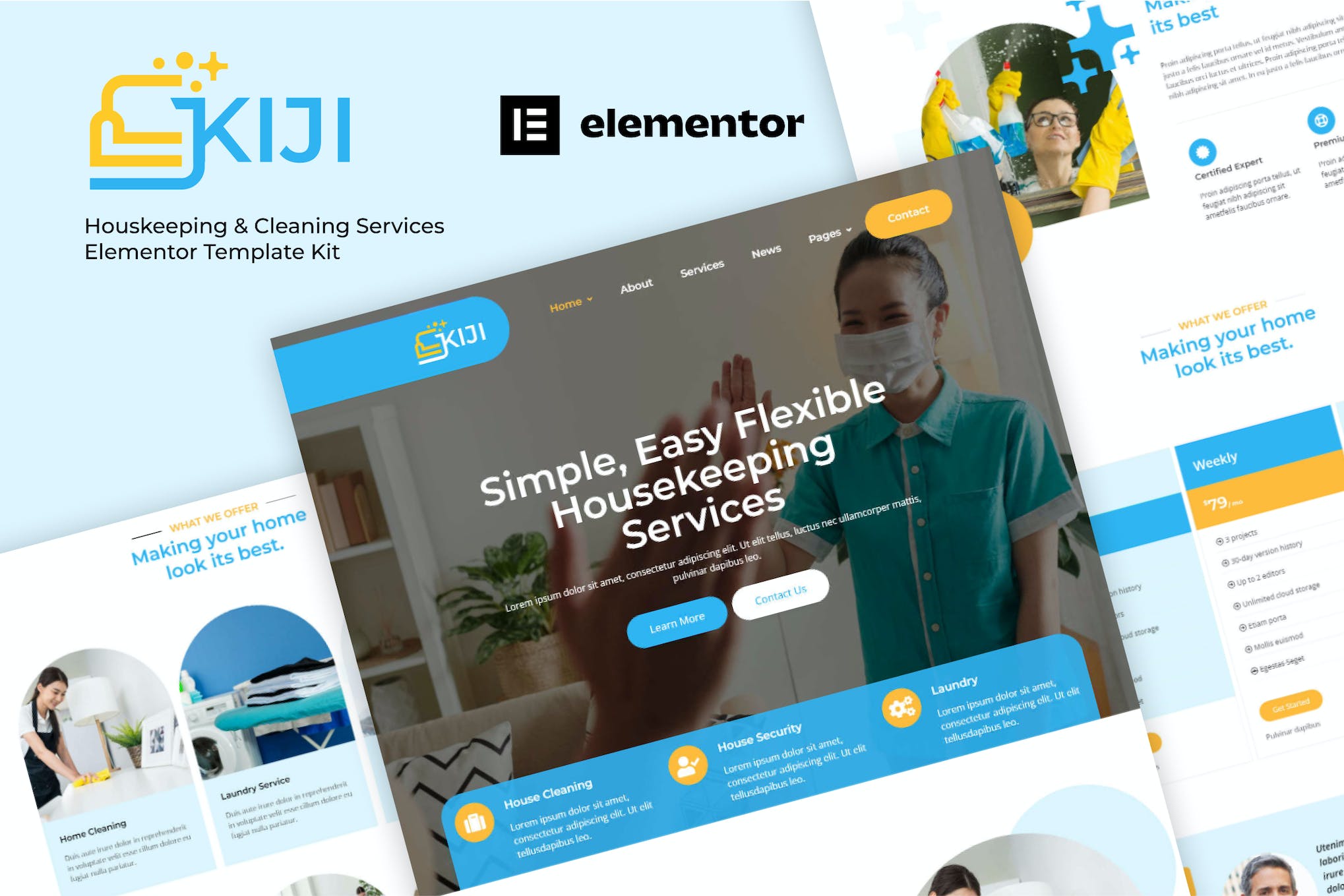 Kiji- Houskeeping and Cleaning Services Elementor Template Kit