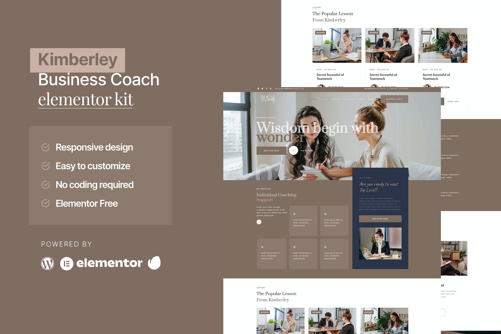 Kimberley- Business Coaching Elementor Template Kit