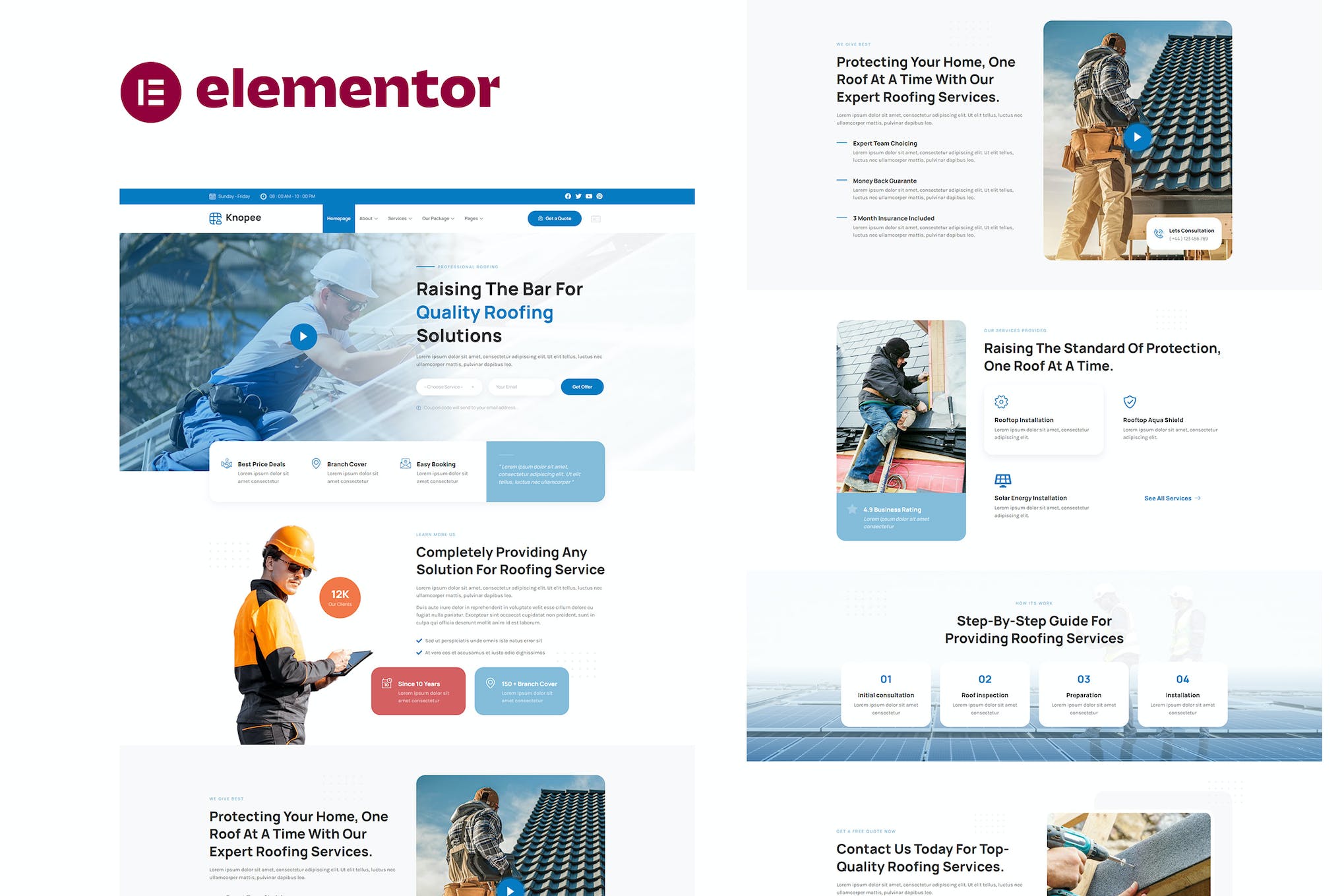 Knopee- Roofing and Canopy Services Elementor Template Kit