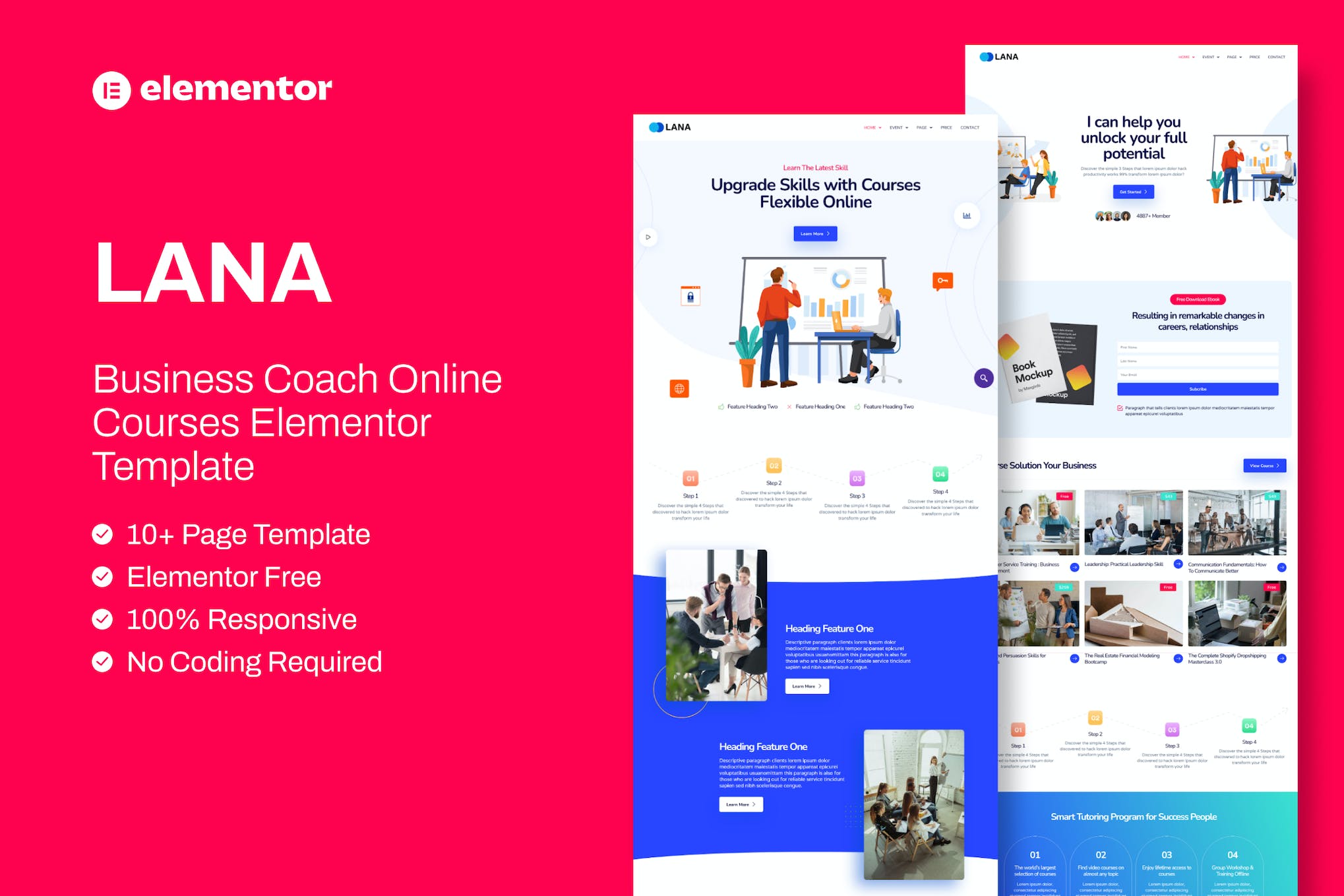 Lana- Business Coach Online Course Elementor Template Kit