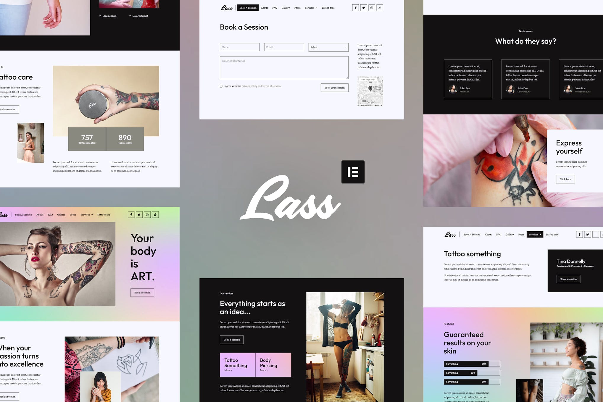 Lass - Tattoo Artist & Piercing Studio Elementor Template Kit!