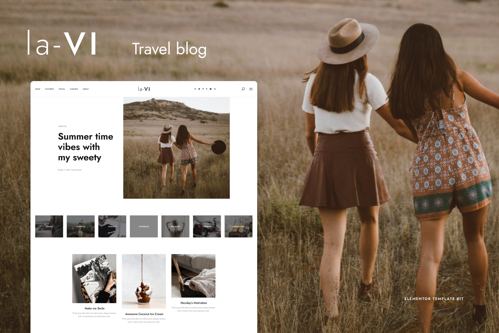 laVi- Travel Blog Elementor Template Kit