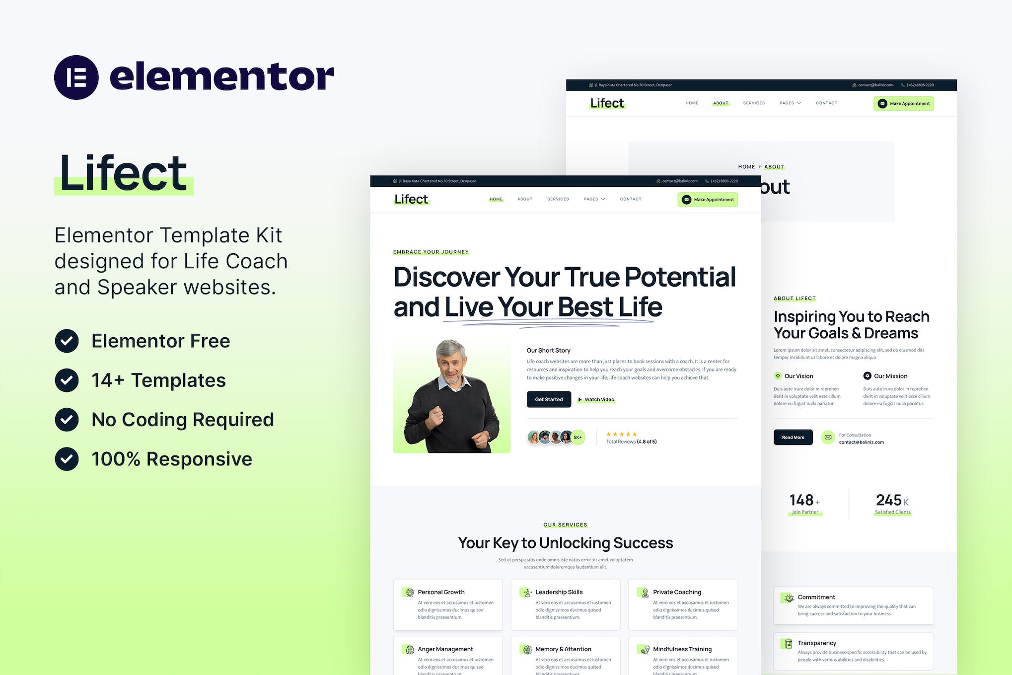 Lifect- Life Coach and Speaker Elementor Template Kit