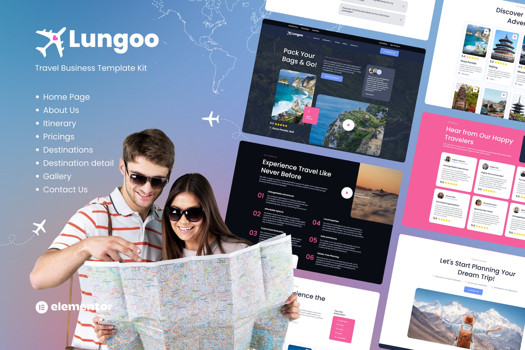 Lungoo- Travel Business Elementor Template Kit