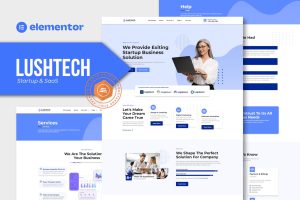 Lushtech – Startup & SaaS Elementor Pro Template Kit