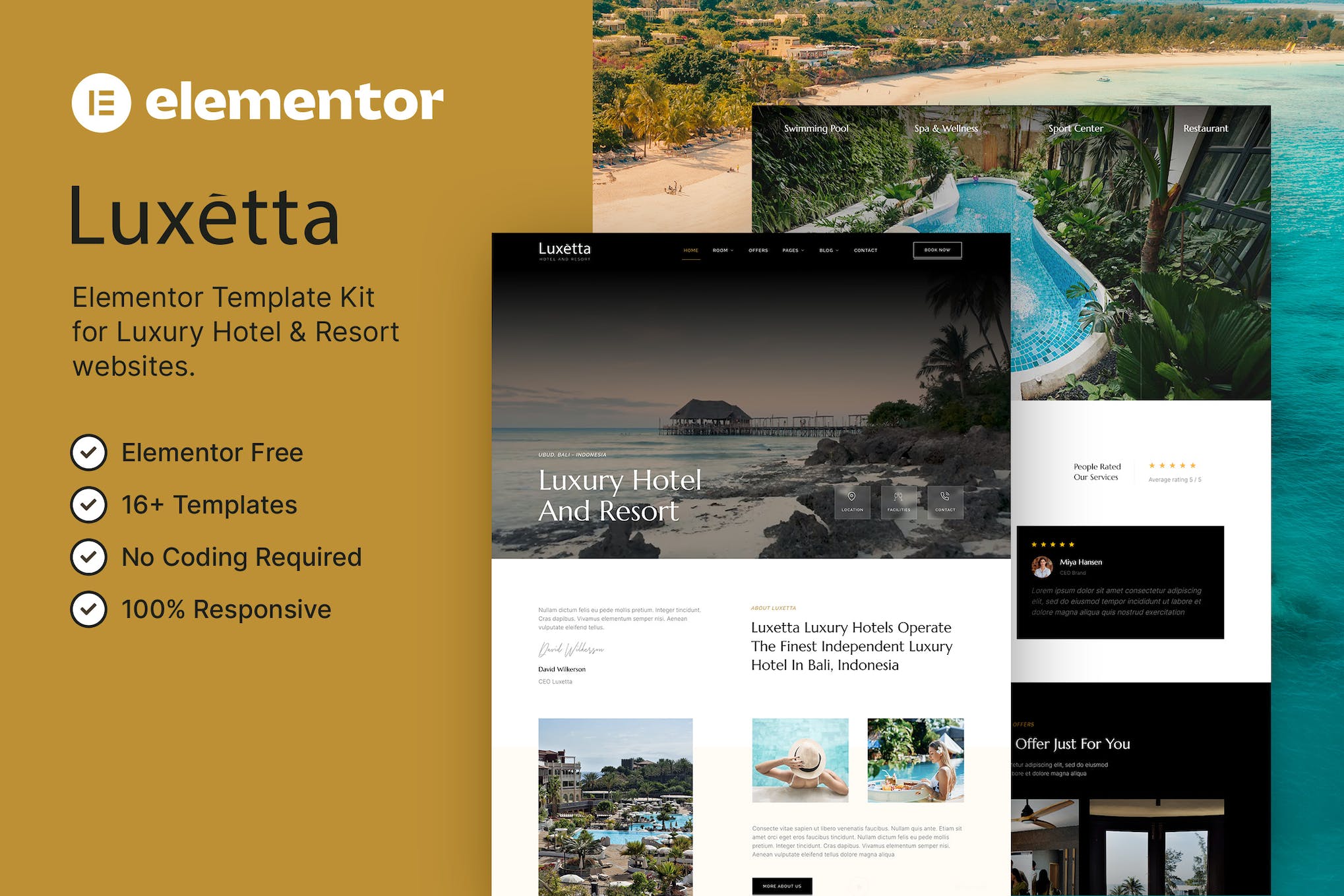 Luxetta- Luxury Hotel and Resort Elementor Template Kit