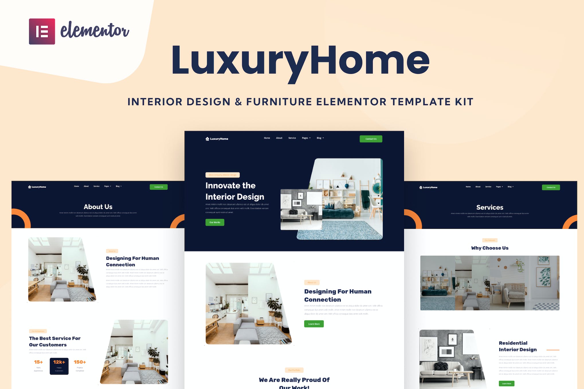 LuxuryHome- Interior Design and Furniture Elementor Template Kit