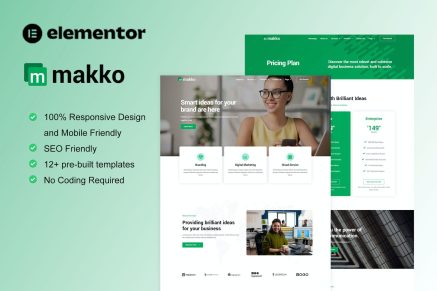 Makko- Digital Agency Elementor Pro Full Site Template Kit