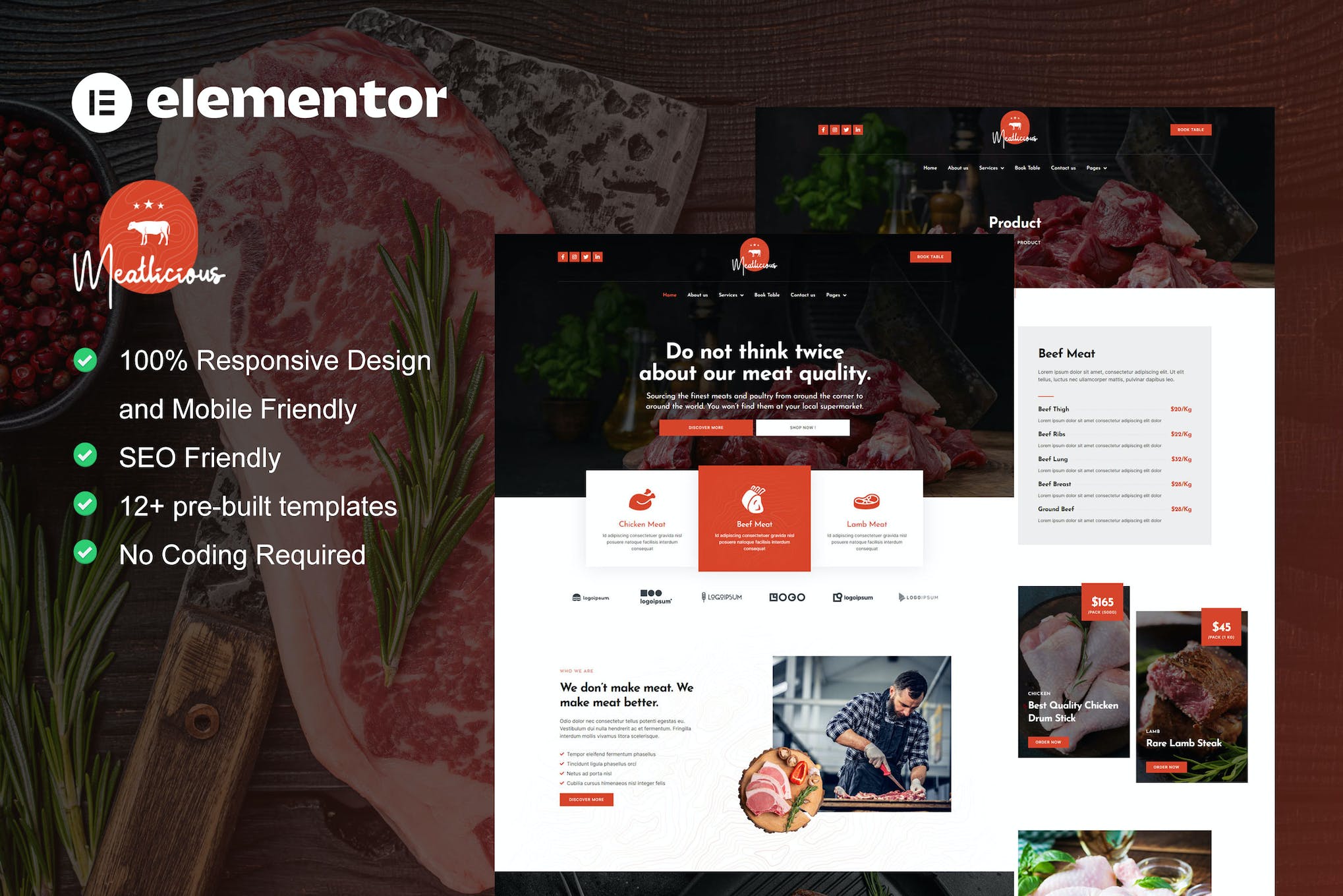 Meatlicious- Meat Shop and Butcher Elementor Template Kit