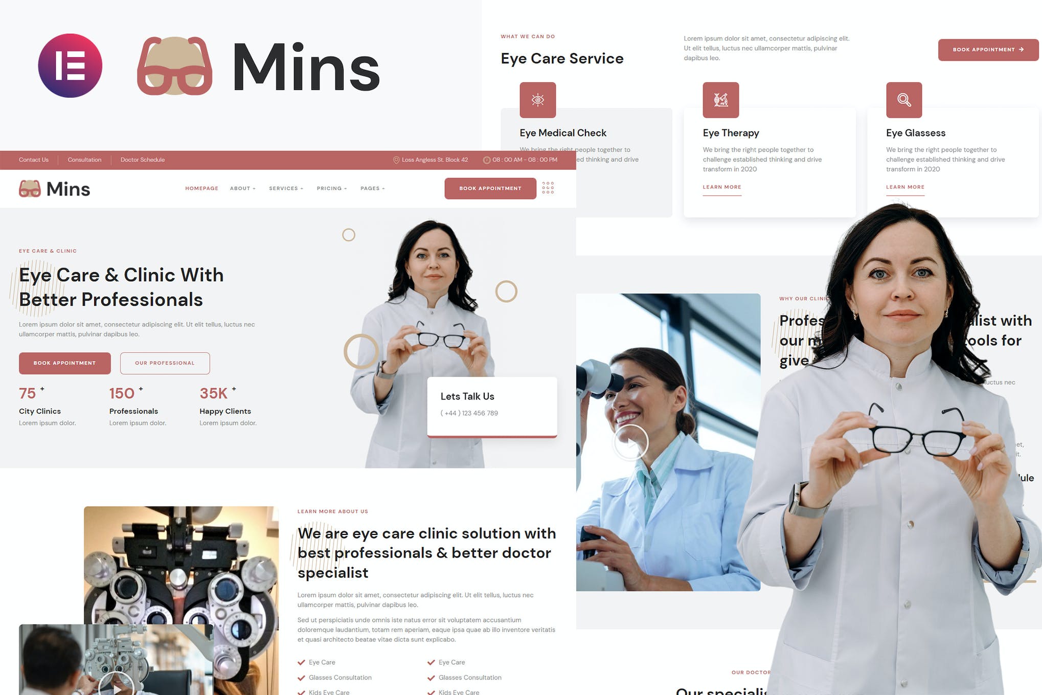 Mins- Eye Care Clinic Services Elementor Template Kit