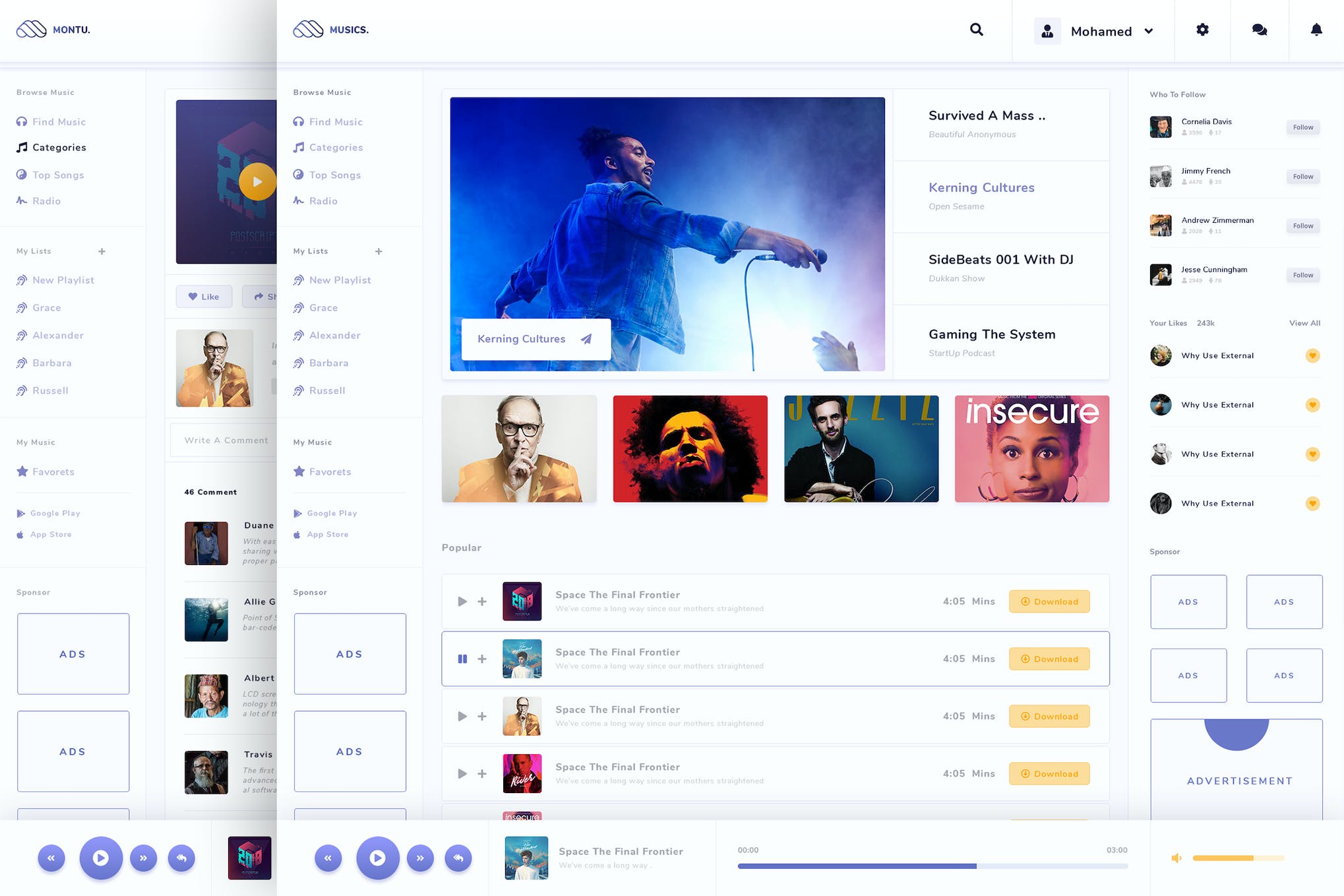 Montu- Admin For Social Music Sharing Platform