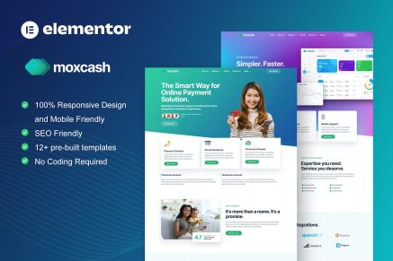 MoxCash- Online Payment Gateway Elementor Pro Template Kit