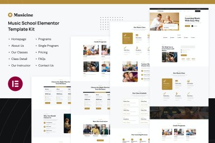 Musicine- Music School Elementor Template Kit