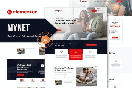 Mynet- Broadband and Internet Service Provider Elementor Template Kit