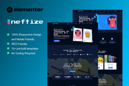 Neftize- NFT Portfolio and Digital Items Elementor Template Kit