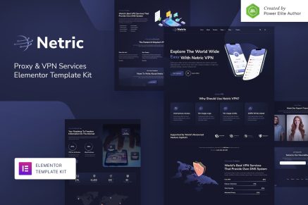Netric- Proxy and VPN Services Elementor Template Kit