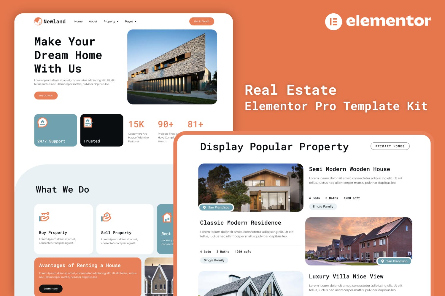 Newland- Real Estate Elementor Pro Template Kit