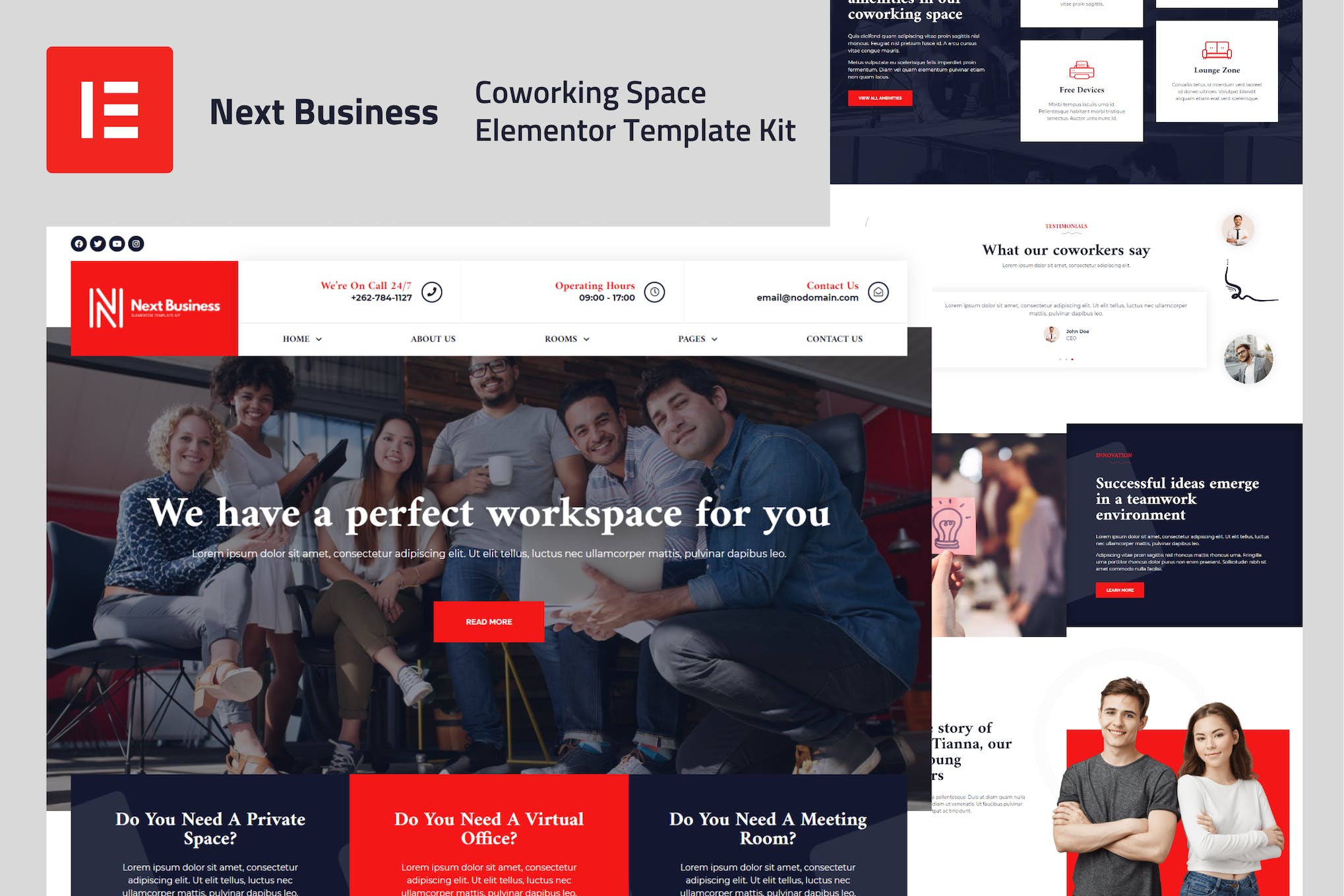 Next Business- Coworking Space Elementor Template Kit