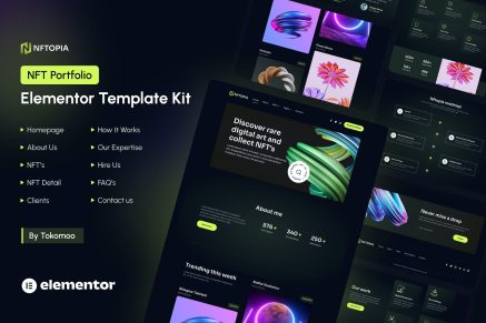 Nftopia- NFT Portfolio Elementor Pro Template Kit