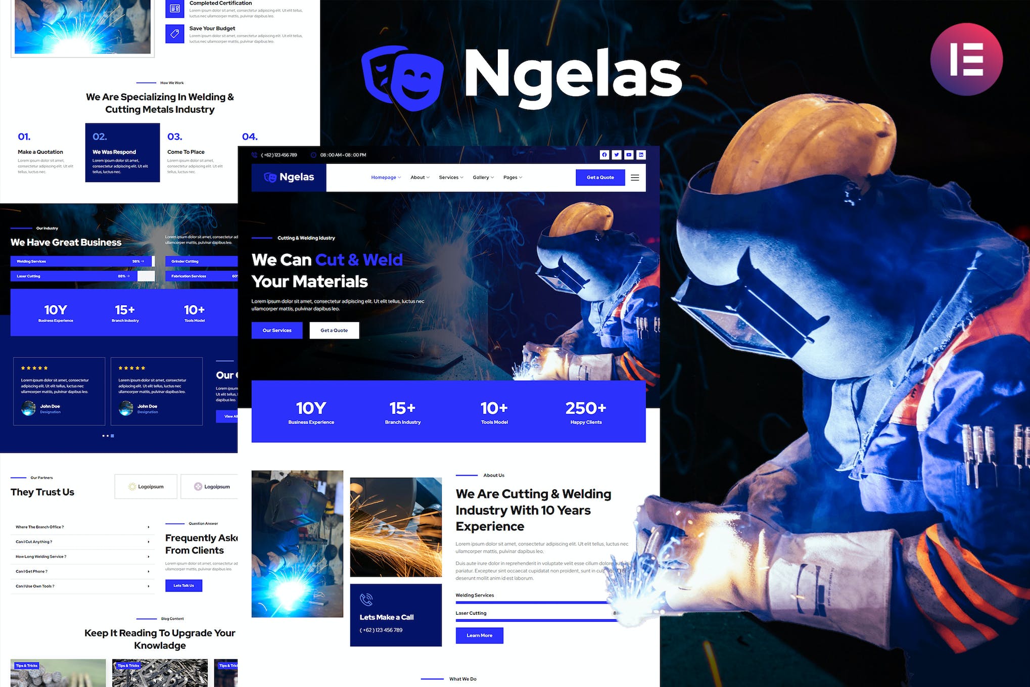 Ngelas- Welding and Cutting Services Elementor Template Kit