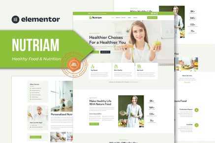 Nutriam- Healthy Food and Nutrition Service Elementor Template Kit