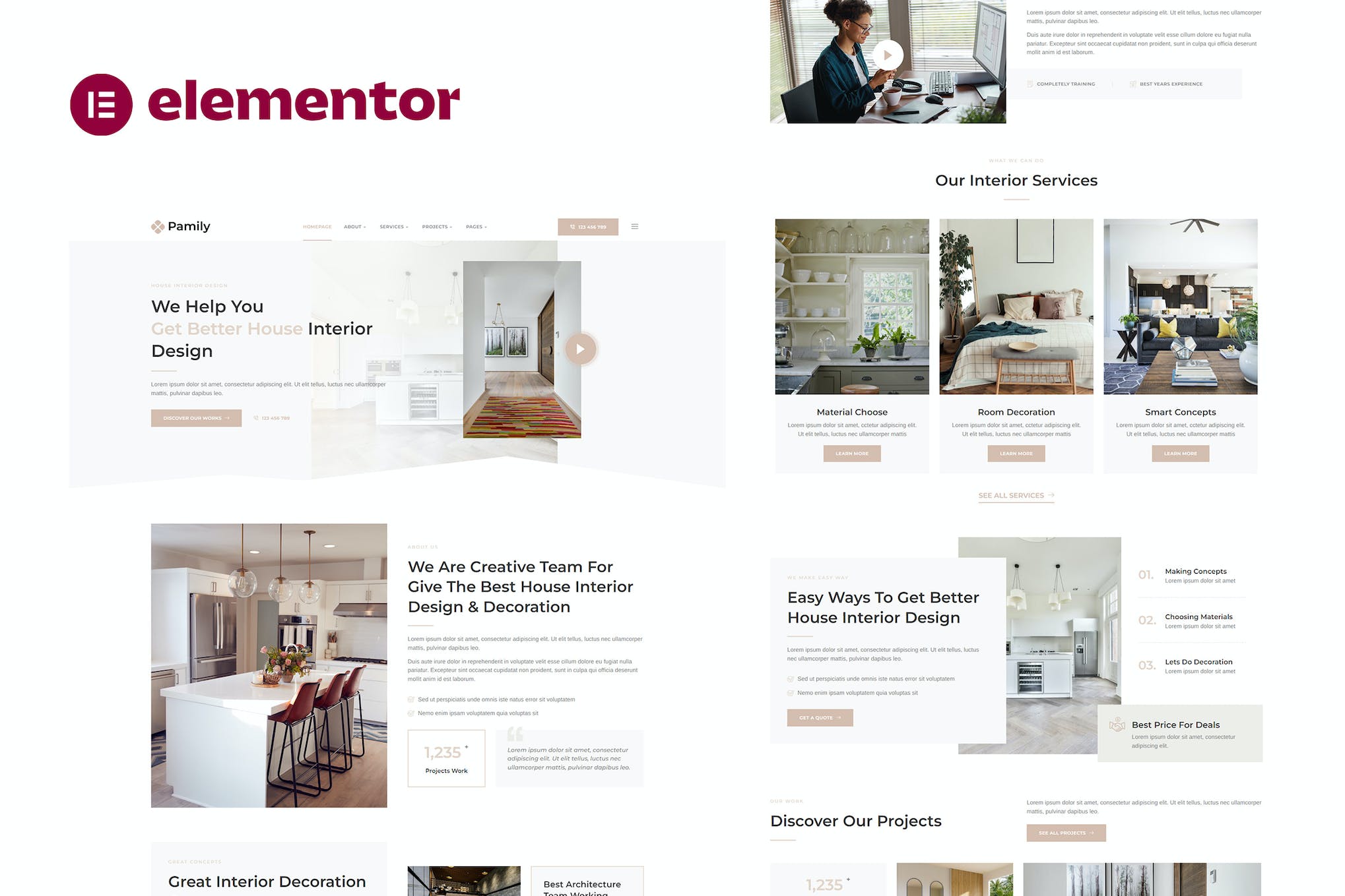 Pamily- House Interior Design Elementor Template Kit