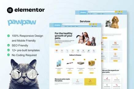 PawPaw- WooCommerce Pet Shop and Pet Care Elementor Template Kit