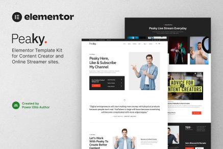 Peaky- Content Creator and Online Streamer Elementor Template Kit