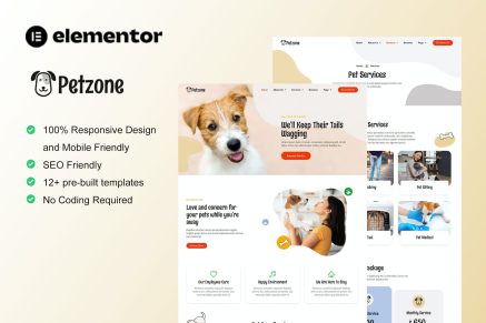 PetZone- Pet Care Services Elementor Template Kit