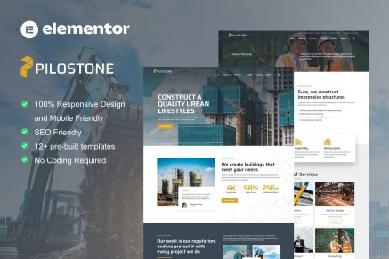 Pilostone- Construction and Building Service Elementor Template Kit