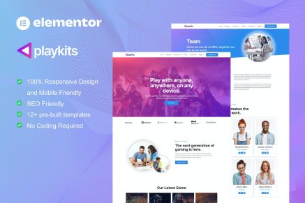 Playkits- Video Game Publisher and Shop Elementor Template Kit