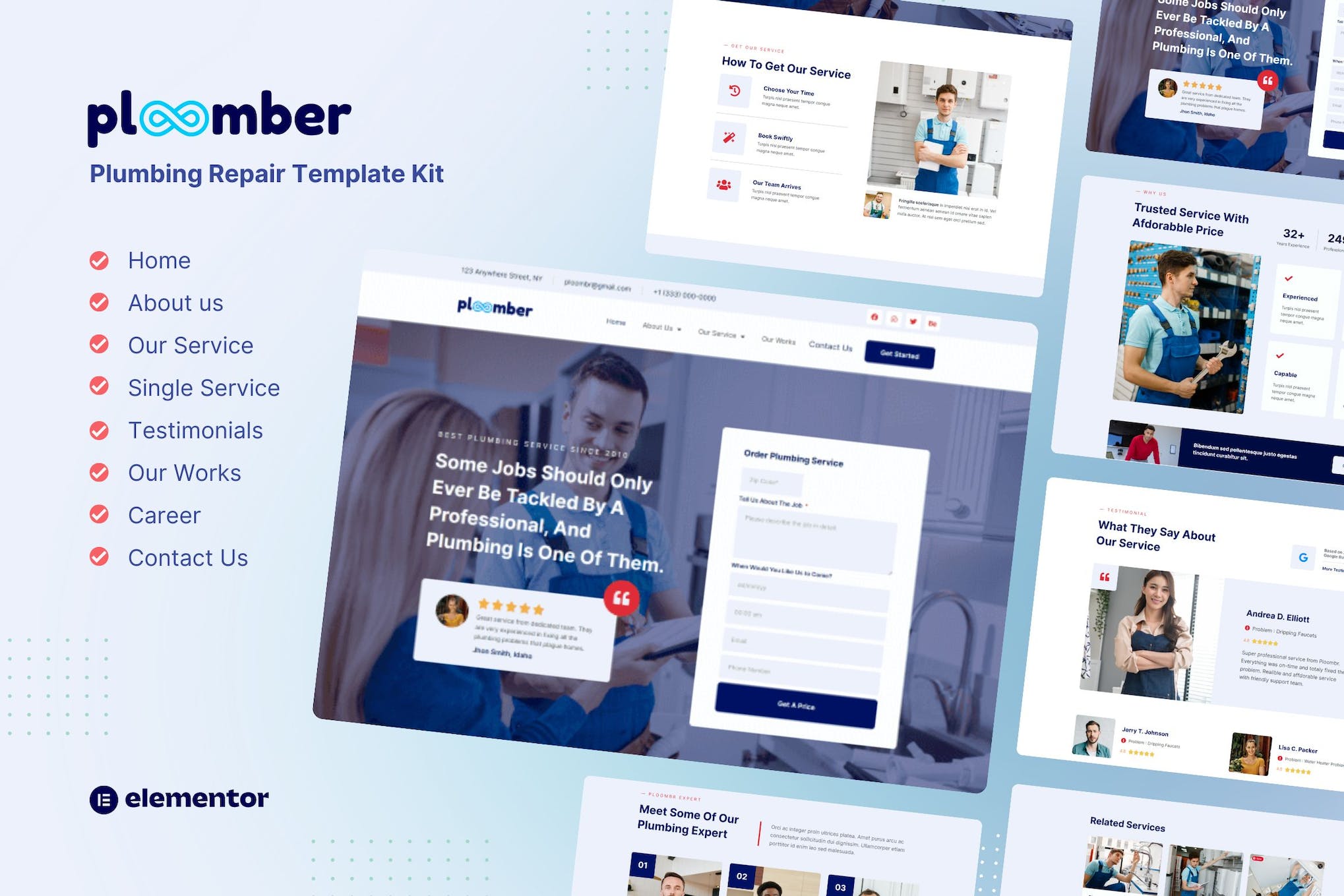 Ploomber- Plumbing Repair Elementor Template Kit