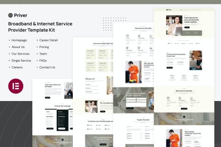 Priver- Broadband and Internet Service Provider Elementor Pro Template Kit