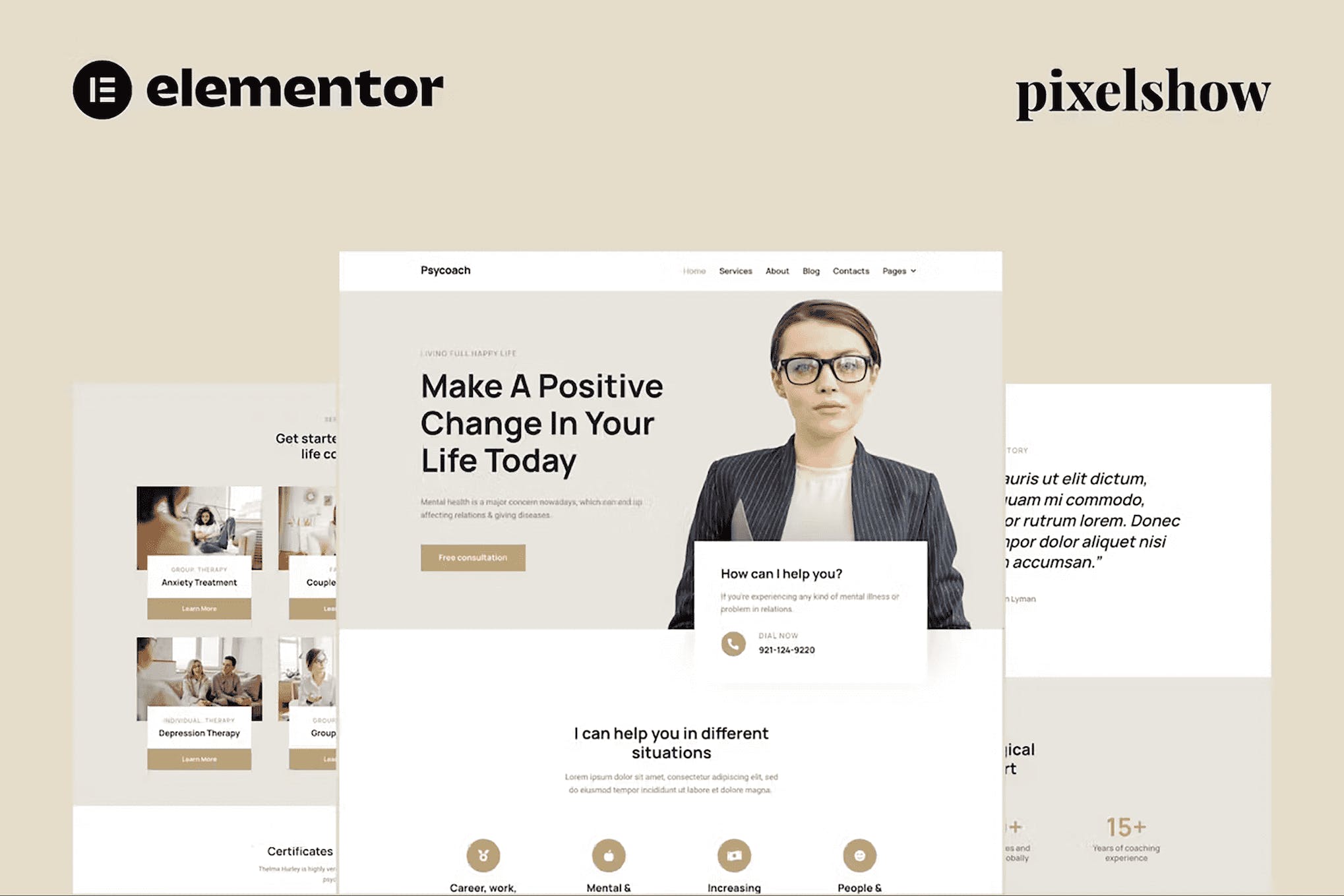 Psycoach- Life Coach and Psychologist Elementor Pro Full Site Kit
