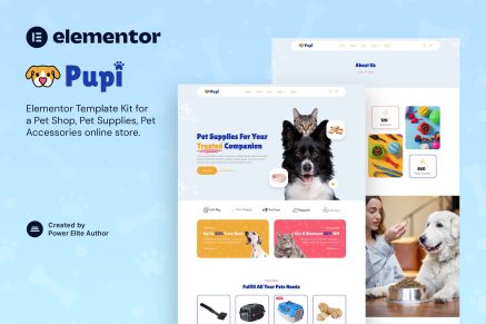 Pupi- Pet Shop and Pet Supplies Elementor Template Kit
