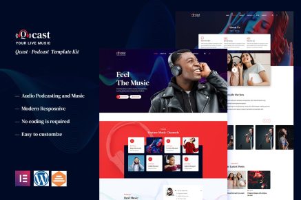 Qcast- Podcast and Music Elementor Template Kit