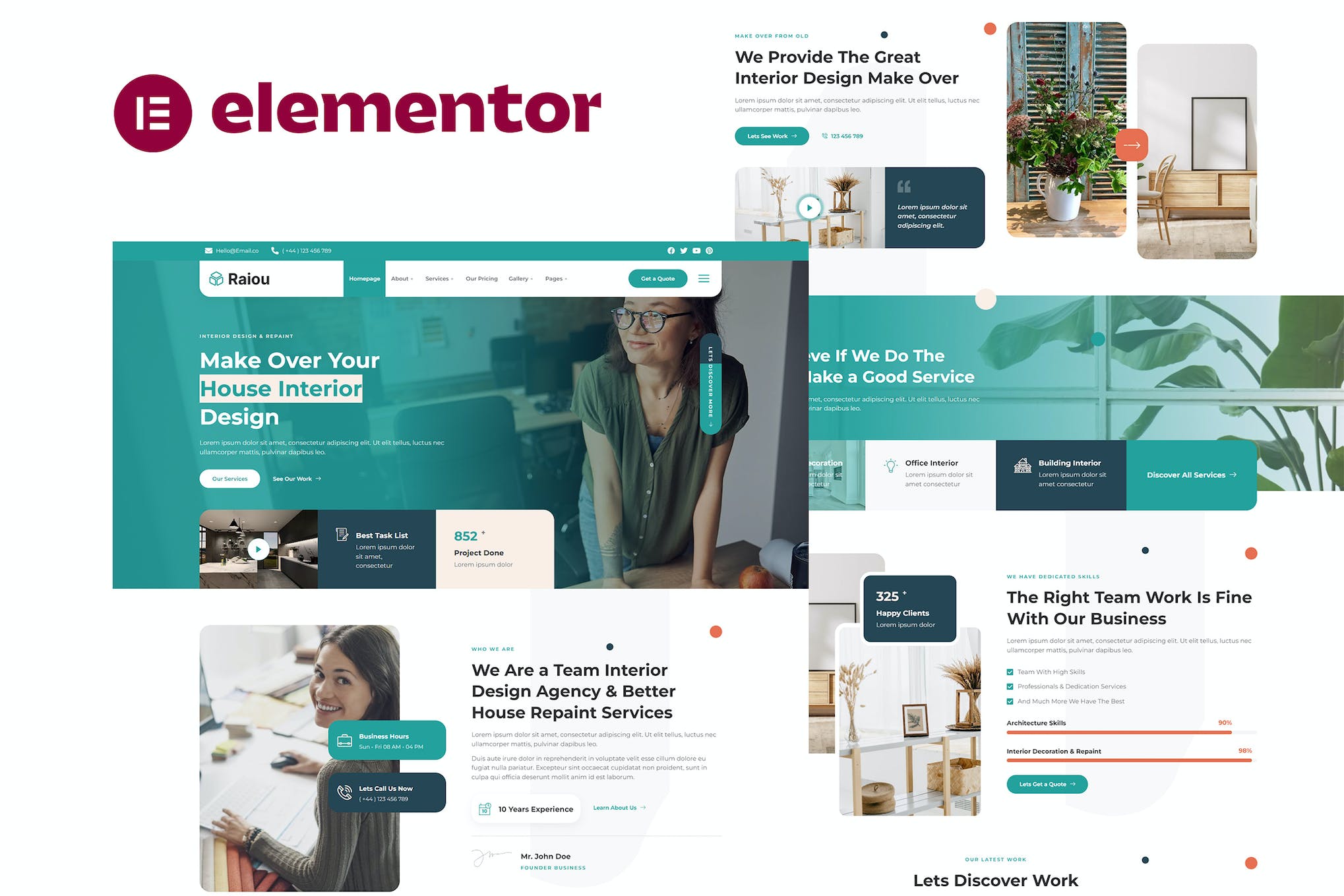 Raiou- Home Interior Design Elementor Template Kit