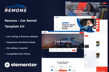 Remons- Car Rental Elementor Template Kit