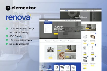 Renova- Kitchen Bathroom and Renovation Supplies Store Elementor Pro Template Kit