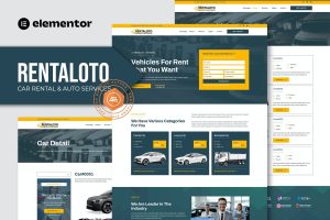 Rentaloto – Car Rental & Auto Services Elementor Template Kit