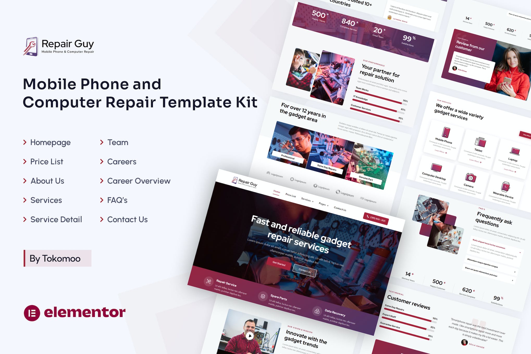 Repair Guy- Mobile Phone and Computer Repair Elementor Template Kit