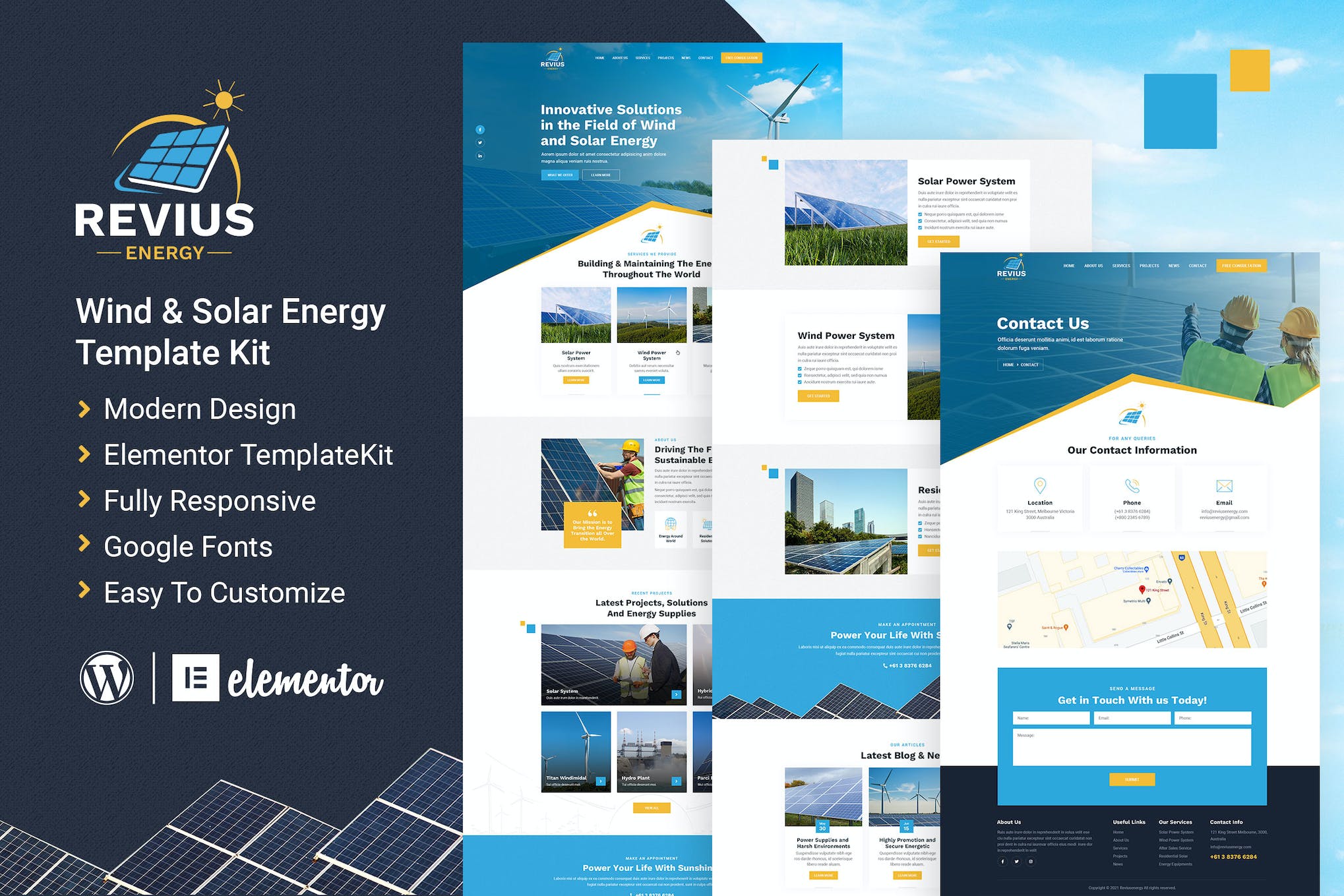 Revius Energy- Elementor Template Kit